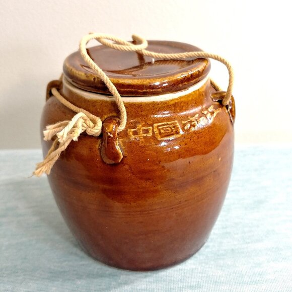 Zhejiang China Pottery Vase Vessel Marked Symbols Brown Pottery Vase Small Size - Picture 1 of 7